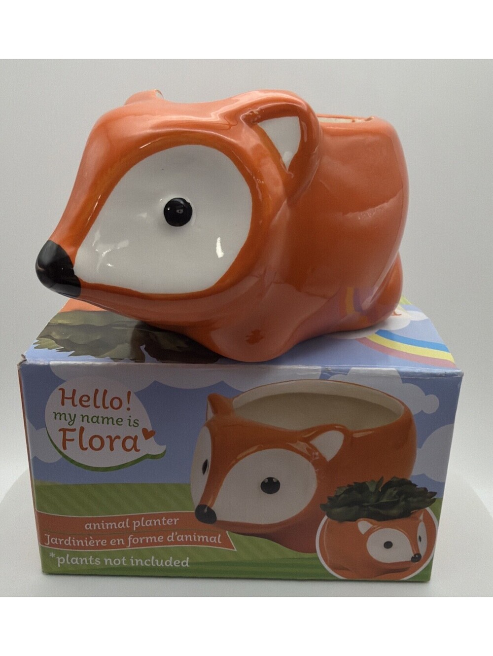 Greenbrier Ceramic Flora the Fox Animal Planter Succulent Pot